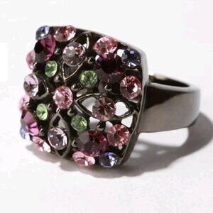 Urban Outfitters Faux Gem Square Gunmetal Size 9 Ring